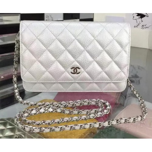 Chanel WOC mini fedeles táska szarvasbőrből A5375 ezüst