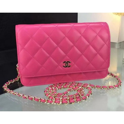 Chanel WOC mini fedeles táska rózsaszín báránybőrből A5373 arany