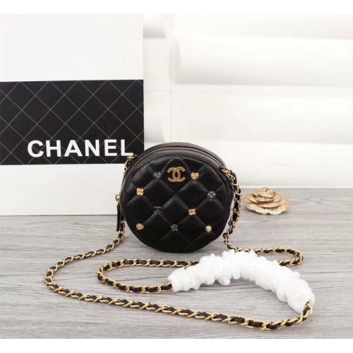 Chanel láncos báránybőr pénztárca aranyszínű fémből A8153 fekete