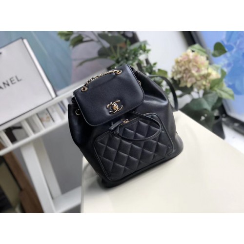 Chanel hátizsák Grained Borjúbőr Arany-Tone Metal A57571 fekete