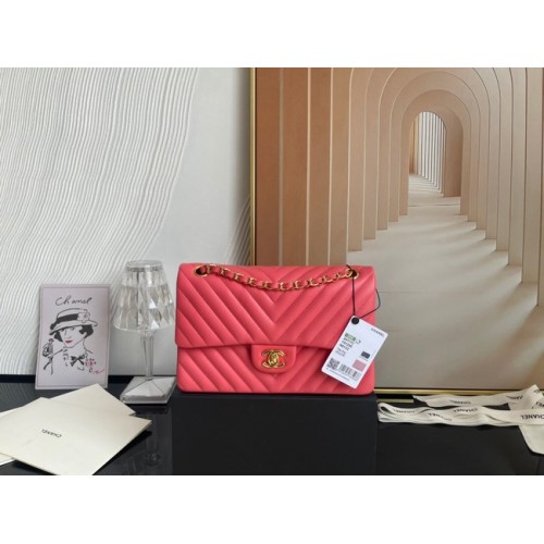 Chanel klasszikus kézitáska báránybőr arany fém V01112 rózsaszín