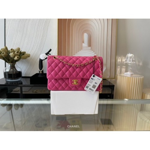 Chanel klasszikus kézitáska Lambskin&gold Metal 01112 szilva