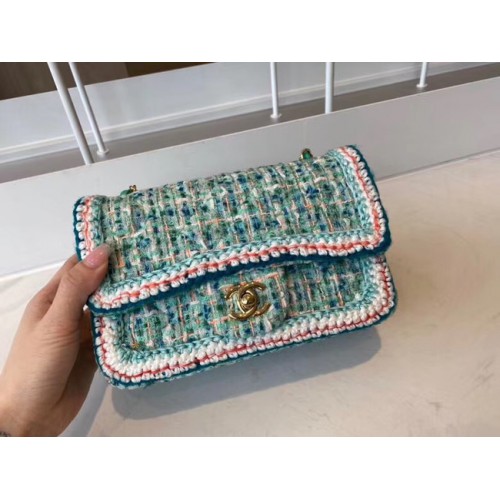 Chanel klasszikus kézitáska Tweed arany-tónusú fém A01116-4