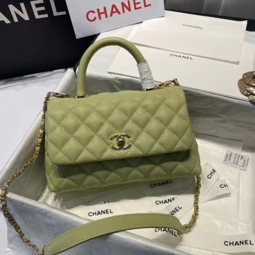 Chanel kókusz mini fedeles kézitáska felső fogantyúval A92995 avokádózöld