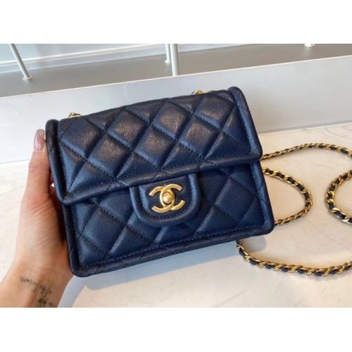 Chanel keresztpántos táska AS2356 királykék