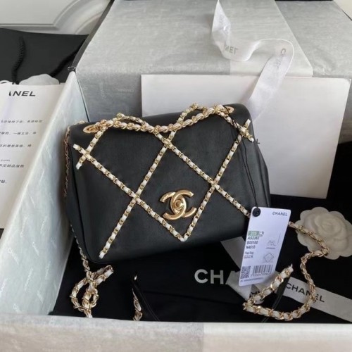 Chanel fedeles táska AS2382 fekete fehér