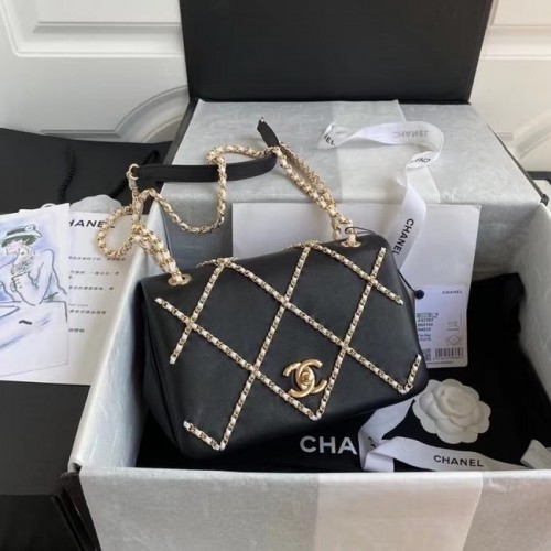 Chanel fedeles táska AS2383 fekete fehér