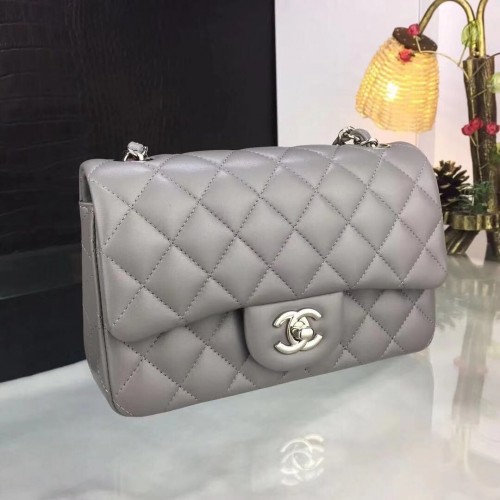 Chanel fedéles táska szürke A1116 ezüst