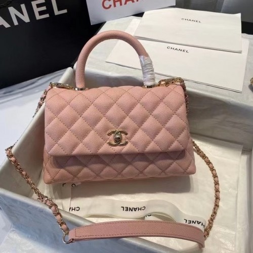 Chanel fedeles táska felső fogantyúval A92990 rózsaszín