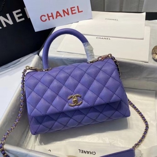 Chanel fedeles táska felső fogantyúval A92990 lila