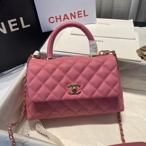Chanel fedeles táska felső fogantyúval A92990 rózsaszín