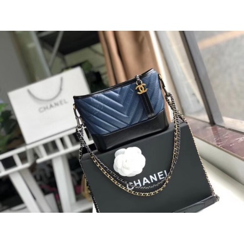 Chanel gabrielle kis hobo táska A91810 kék és fekete
