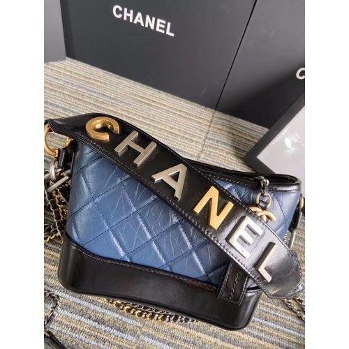 Chanel gabrielle kis hobo táska S0865 kék és fekete