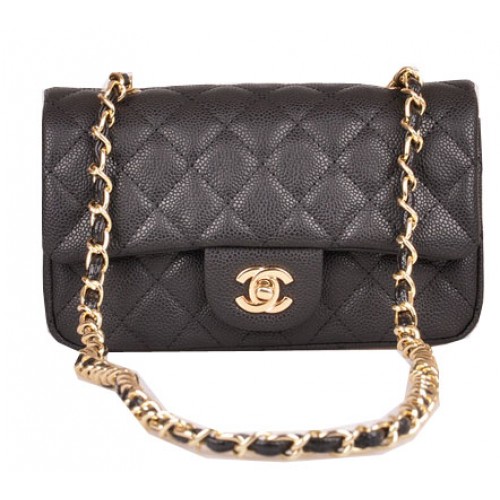 Chanel mini klasszikus fedeles táska fekete cannage minta 1117 arany