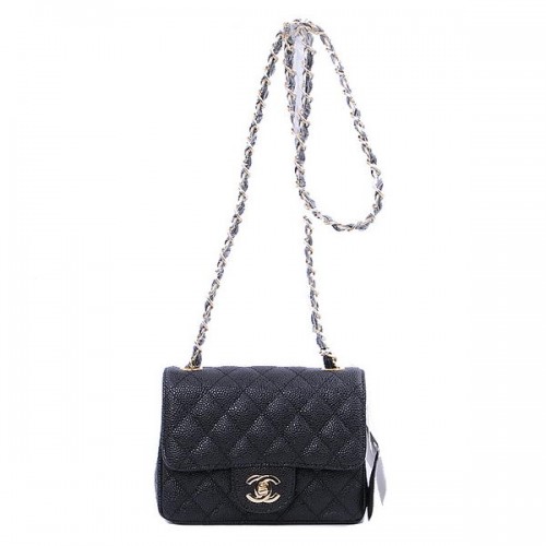 Chanel mini klasszikus fedeles táska fekete cannage mintás 1115 arany