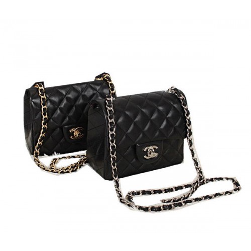 Chanel mini klasszikus fedeles táska eredeti bőr CHA1115 fekete