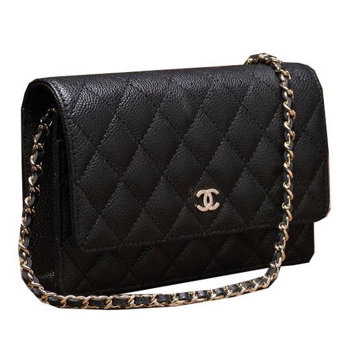 Chanel mini füles táska A33814 fekete cannage minta arany
