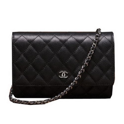 Chanel mini füles táska A33814 fekete cannage minta ezüst