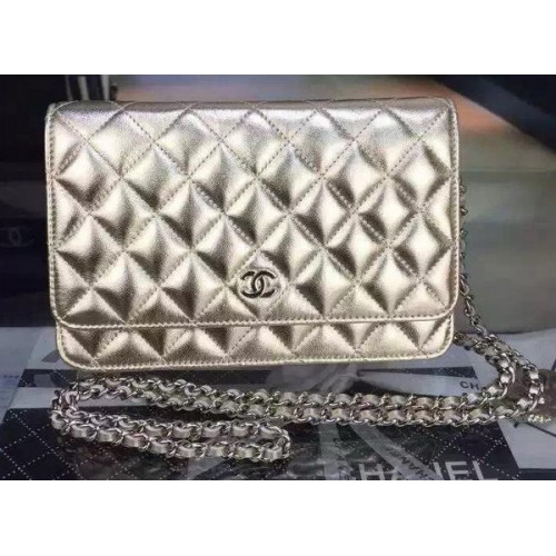 Chanel mini kézitáska arany kannibal mintával A8373 ezüst színben