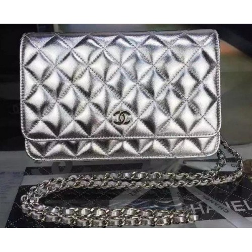 Chanel mini fedeles táska ezüst színű, Cannage mintás A8373 ezüst