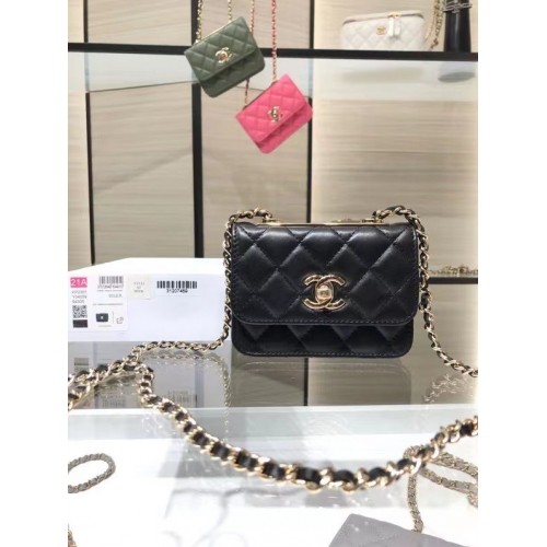 Chanel mini fedeles válltáska eredeti bőr AP2301 fekete