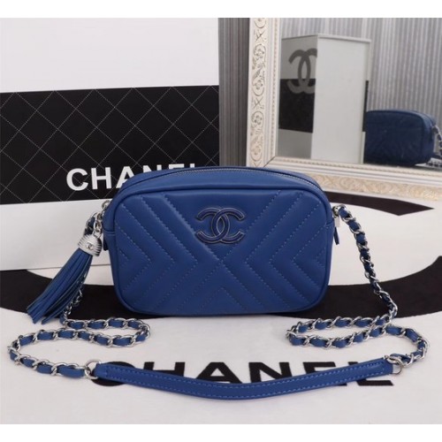 Chanel mini báránybőr bőr crossbody táska 4669 kék