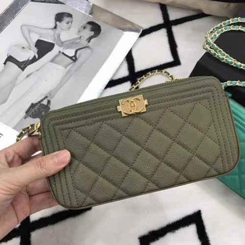 Chanel mini válltáska Cannage minta A94452 sötétzöld