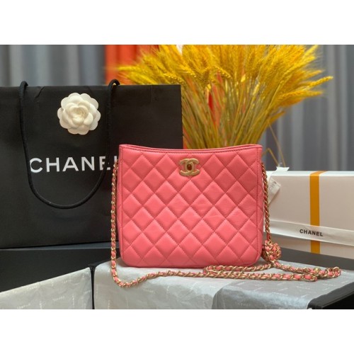 Chanel mini válltáska báránybőrből és aranyszínű fémből AS3259 rózsaszín