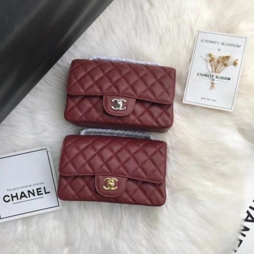 Chanel mini fedeles táska szemcsés borjúbőrből A1116 bordó