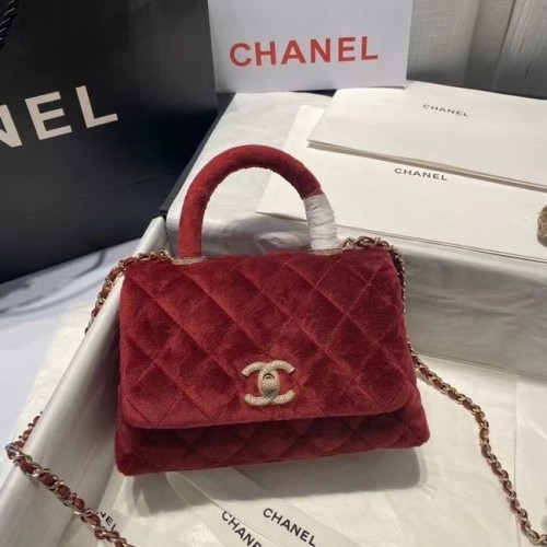 Chanel mini fedeles táska felső fogantyúval AS2215 Burgundia