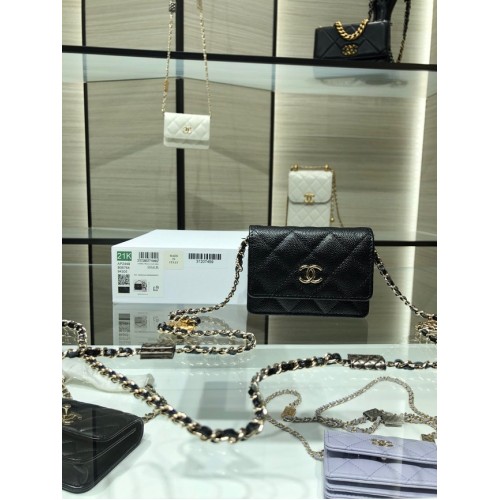 Chanel mini bőr válltáska AP2444 fekete