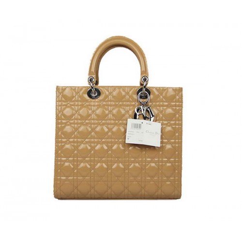Forró Eladás Christian Dior Lakk Táskák Nagy Lady Dior Táska CAL44561 Barack Ezüst