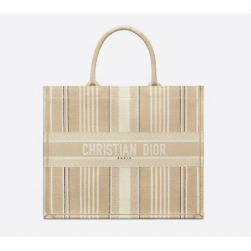 DIOR KÖNYVTÁSKA Bézs Csíkos Hímzés M1286Z