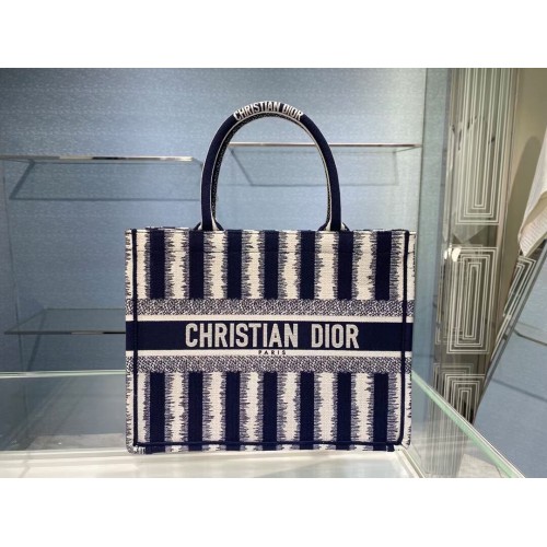 DIOR KÖNYVTÁSKA Kék D-csíkos Hímzés M1287Z