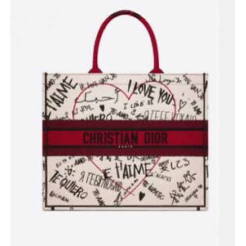 DIOR KÖNYVTÁSKA HÍMZETT VÁSZONTÁSKA C1286-19