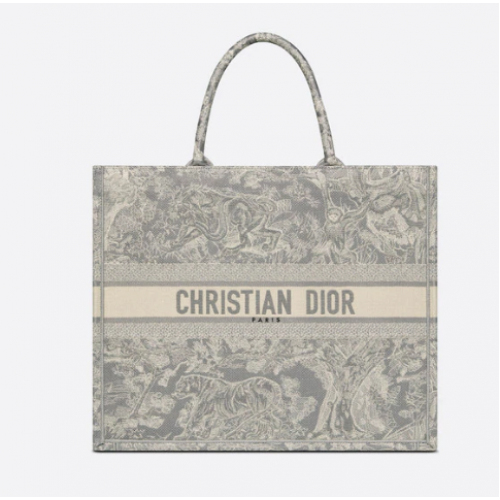 DIOR BOOK TOTE szürke Toile de Jouy hátoldali hímzés M1286ZR
