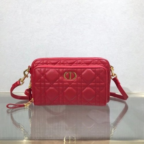 DIOR CARO DUPLA TÁSKÁS Rugalmas Cannage borjúbőr S5037U piros