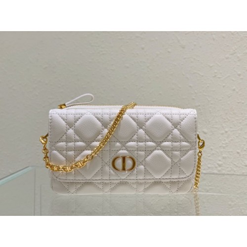 DIOR CARO LÁNCOS TÁSKA Rugalmas Cannage Borjúbőr S5125UWH fehér