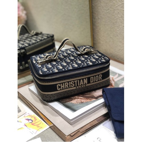 DIOR DIORTRAVEL FÉNYTÁSKA Dior Oblique Embroidery S5481VR sötétkék