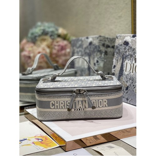 DIOR DIORTRAVEL fésülködőtáska szürke Dior ferde hímzés S5481VR