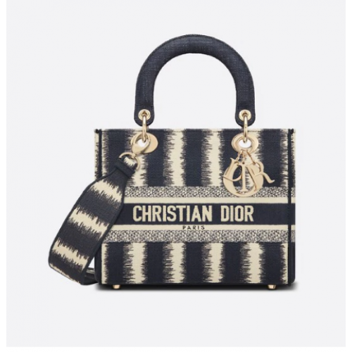 DIOR KÖZEPES NŐI D-LITE TÁSKA Kék D-csíkos Hímzés M0565