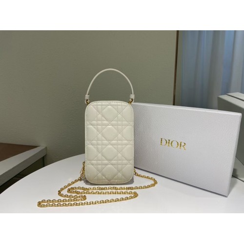 DIOR MINI BOBBY TÁSKA Színátmenetes Cannage Báránybőr C0955 Fehér