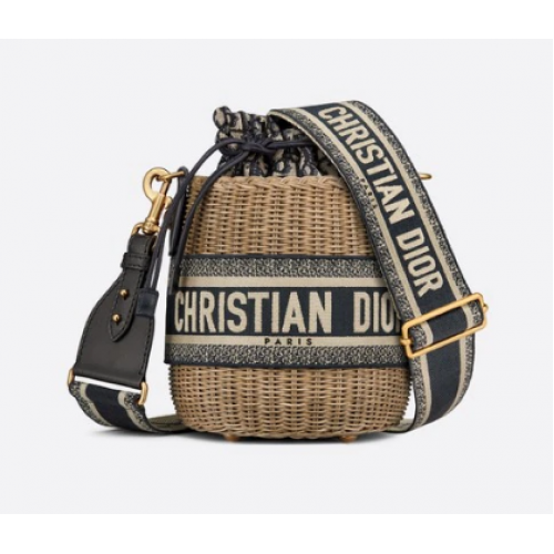 DIOR FONÓS VÖDÖRTÁSKA Kék Dior Ferde Jacquard És Természetes Mintás M7600C