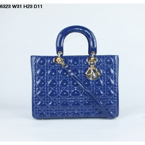 Christian Lady Dior Kék Lakkbőr Táska 6323 Arany