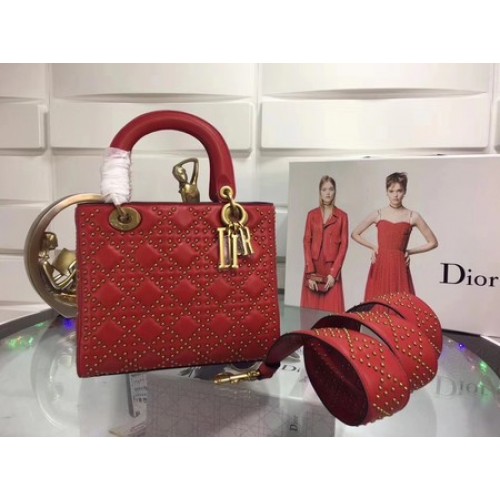 Dior Lady Dior Táska Eredeti Báránybőr Bőr CD3892 Piros