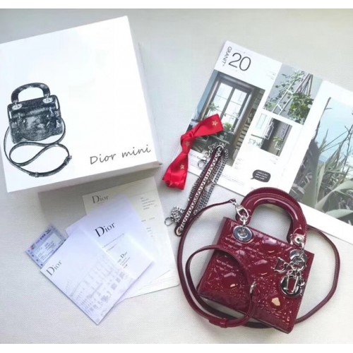 Dior MINI LADY DIOR BORJÚBŐR TÁSKA M0505O bordó