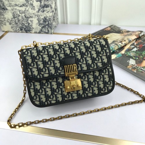 Dior Ferde Vászon Láncos Vállpántos Táska S2013 Sötétkék