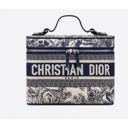 Dior Toile de Jouy hímzett DIORTRAVEL fésülködőtáska S5480V kék