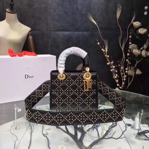 Dior mini Lady Dior Táska Eredeti Báránybőr Bőr CD3891 Fekete