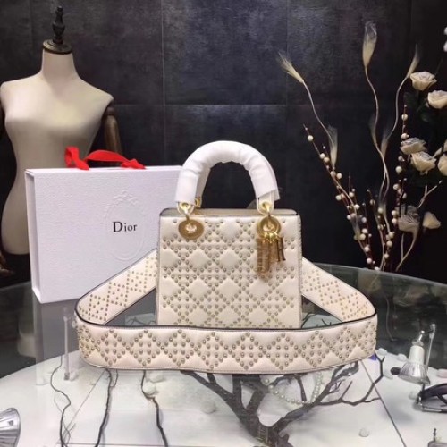 Dior mini Lady Dior Táska Eredeti Báránybőr Bőr CD3891 Törtfehér